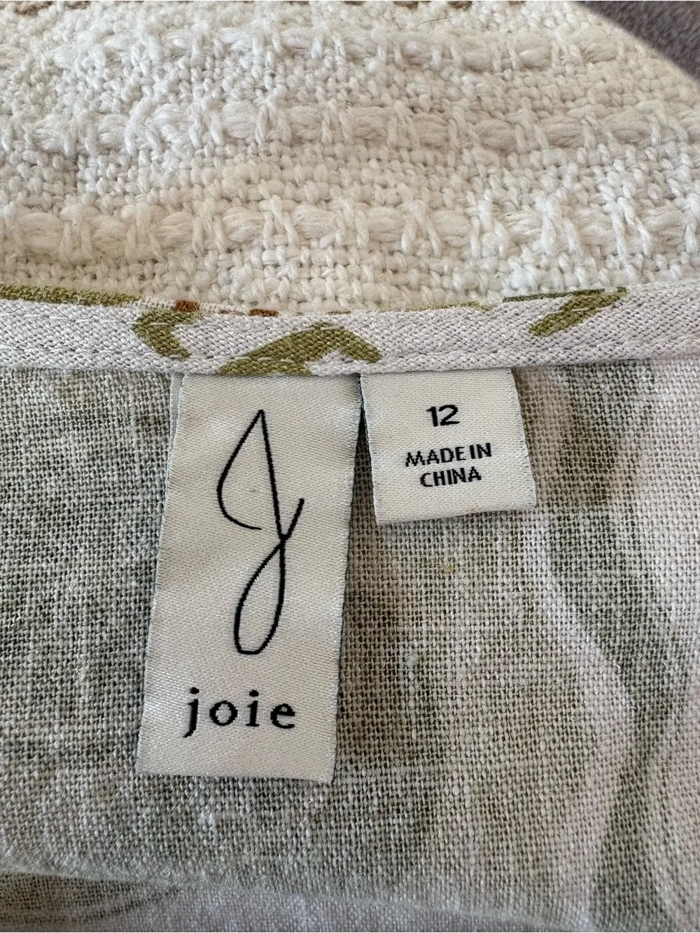 JOIE BLOUSE WOMEN 12 LE SOLEIL LEMONS LIMES LINED TOP BUTTON & WAIST TIE LINEN - Picture 3 of 8